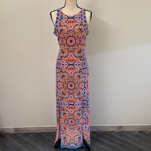 London Times Floral Maxi Dress - Blue and Pink